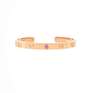 Cartier Love Cuff Bracelet 18K Rose Gold with Pink Sapphire